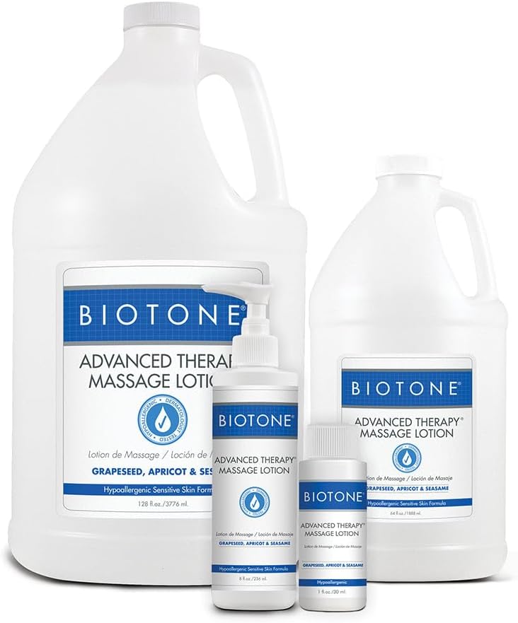 BIOTONE Advanced Therapy Massage Lotion, Hypoallergenic and Fragrance-Free, More Glide and Workability, Absorbs for a Non-Greasy Finish