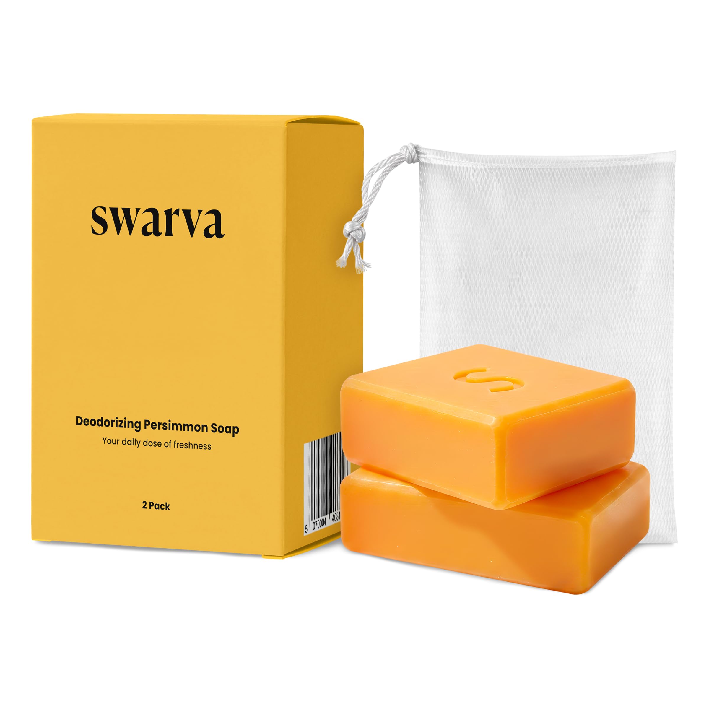 Japanese Persimmon Cleanser Bar 2 Pk Bundle for Body Odor, Persimmon Solution for Old People Smell - Natural Antibacterial Body Bars, Organic Formula, Japanese Skin Care, Antibacterial Hygiene