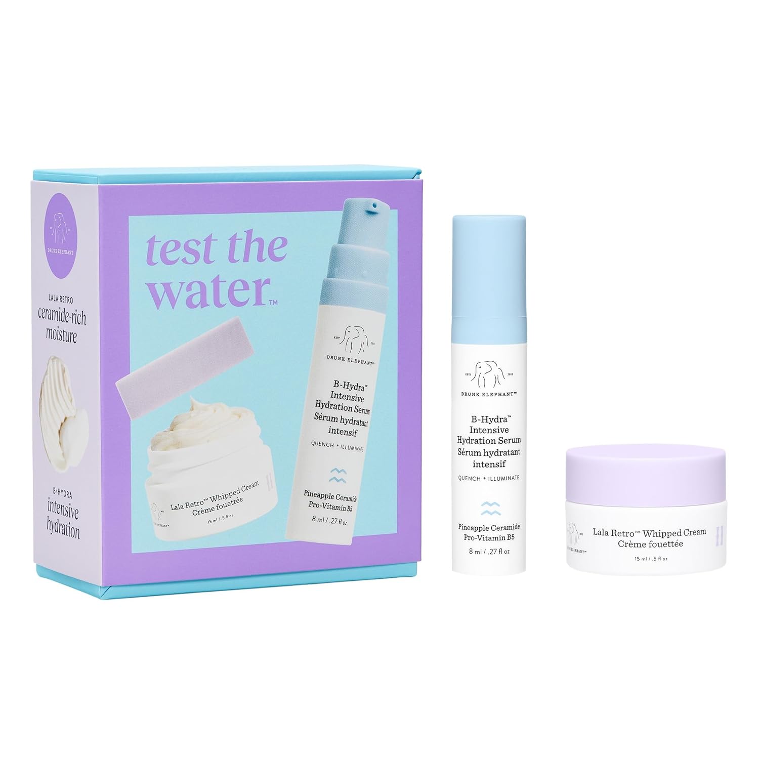 Drunk Elephant Test The Water - Travel Size - Hydrate and Nourish Kit - Clean Clinical Skincare - Cruelty-Free - Dermatologist-Tested - Free of Essential Oils, Silicones, and Fragrance : Beauty & Pers