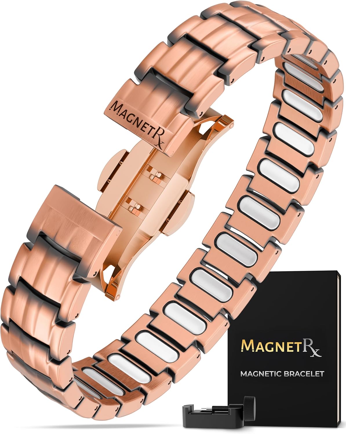 MagnetRX® Magnetic Copper Bracelet for Men — EllipseMAX 5X Strength 5,000 Gauss Magnets — Designed in USA & Patent Pending — Premium Mens Copper Bracelet with Adjustable Length
