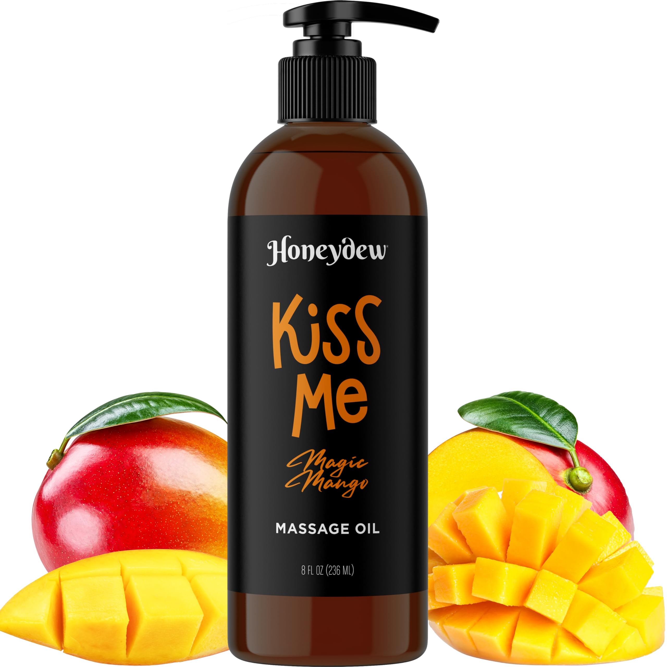 Mango Sensual Massage Oil for Couples - Alluring Tropical Full Body Massage Oil for Date Night and Nourishing Body Moisturizer with Sweet Almond - Vegan Non Greasy & Smooth Gliding Formula (8 Fl Oz)