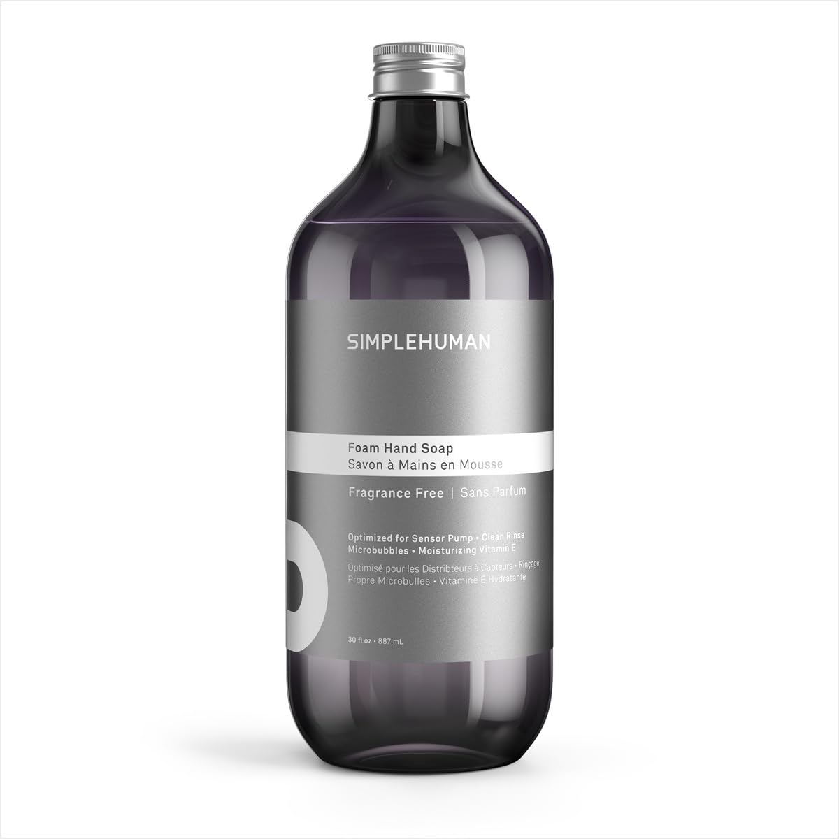 simplehuman Fragrance Free Foam Hand Soap Refill Bottle, 30 fl. oz., Gentle & Naturally Pure, Rich Creamy Foam Lather, Sulfate & Paraben Free, Optimized for simplehuman Sensor Pump