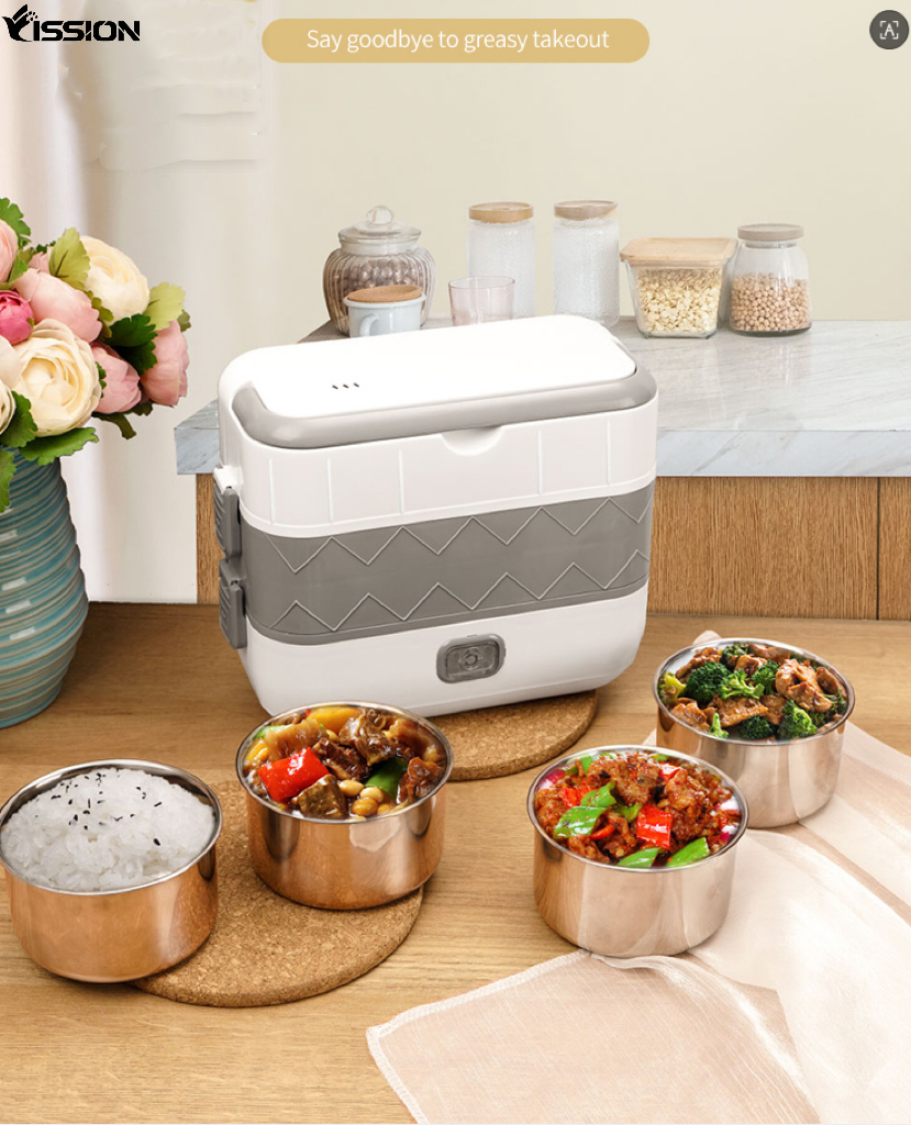 Fission Multi-functional 2l Stainless Steel Inner Digital Heating Two-layer Automatic Function Cooking Lunch Box