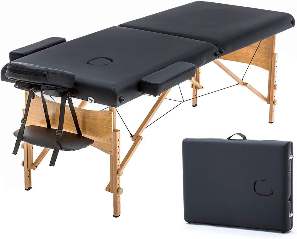 BestMassage Massage Bed Portable Massage Table 24 inch Wide Lash Bed Height Adjustable 2 Folding Spa Table with Non-Woven Bag for Spa Footmassage Facial CareSpa Tattoo