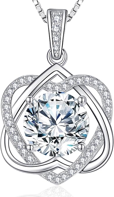 InfinityLove Heart Pendant Necklaces for Women, 2-5 Carat Moissanite Heart Necklace, Anniversary Birthday Christmas Valentine Engagements Mothers Day Jewelry for Wife Her Girlfriend Mom Daughter