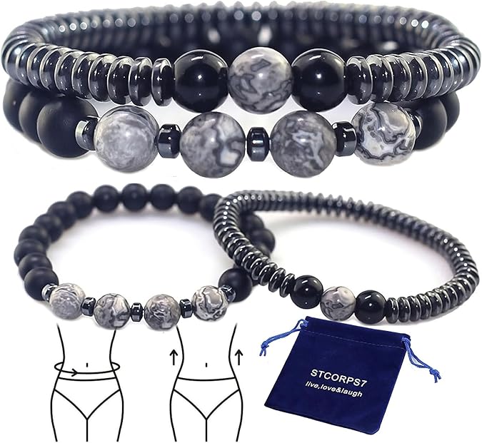 Magnetic Healing Bracelet – Adjustable Hematite Bracelet for Lymph Drainage, Arthritis, Anxiety Relief, Swelling Reduction & Weight Loss – Slimming Bracelet for Women & Men