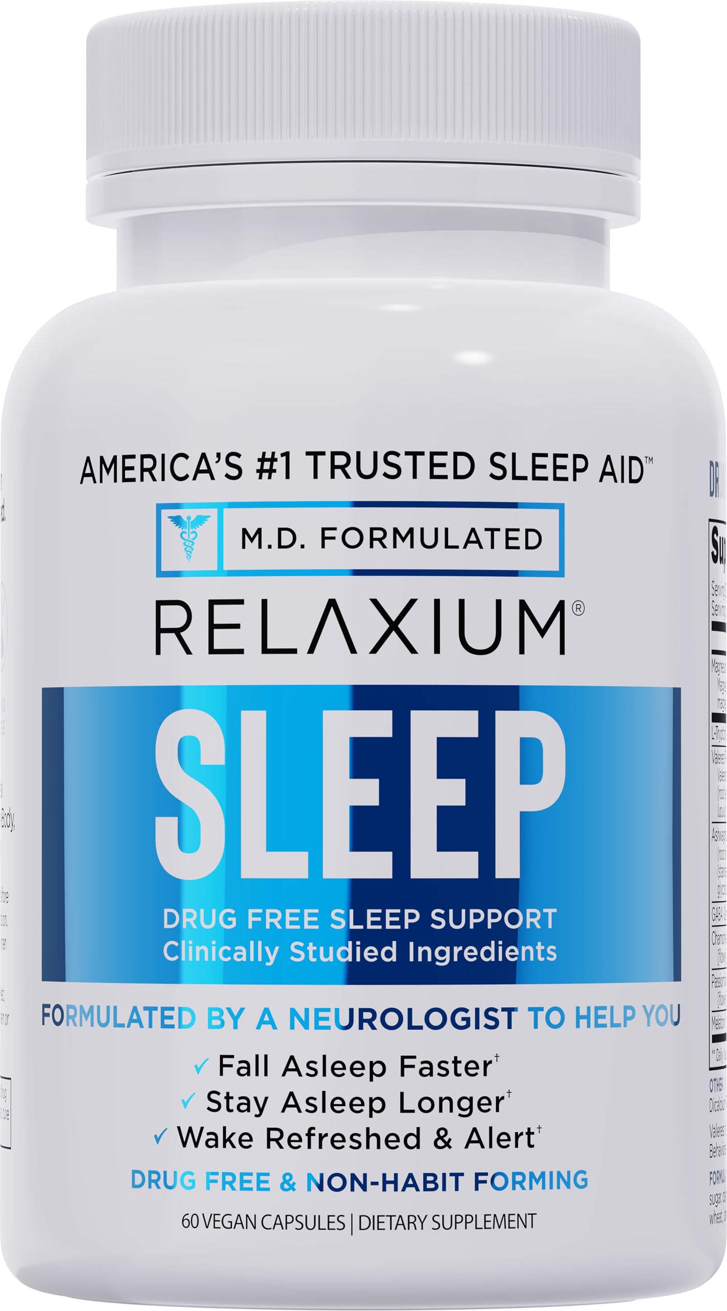 Relaxium Sleep Aid for Adults - Melatonin 5mg with Magnesium Glycinate, Valerest & Ashwagandha - Non-Habit Forming Sleep Support for Falling Asleep & Staying Asleep - 60 Capsules (30-Day Supply)