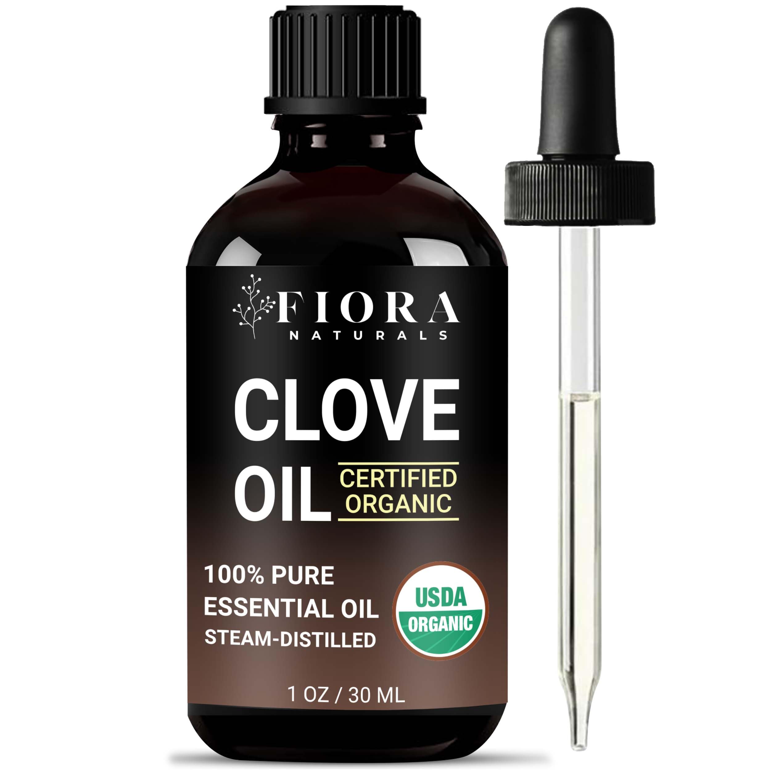 Organic Clove Essential Oil – 100% Pure, USDA Certified Clove Bud Oil for Teeth & Gums, Toothache Relief, Hair Growth & Aromatherapy – Premium Cloves Oil for DIY Wellness by Fiora Naturals